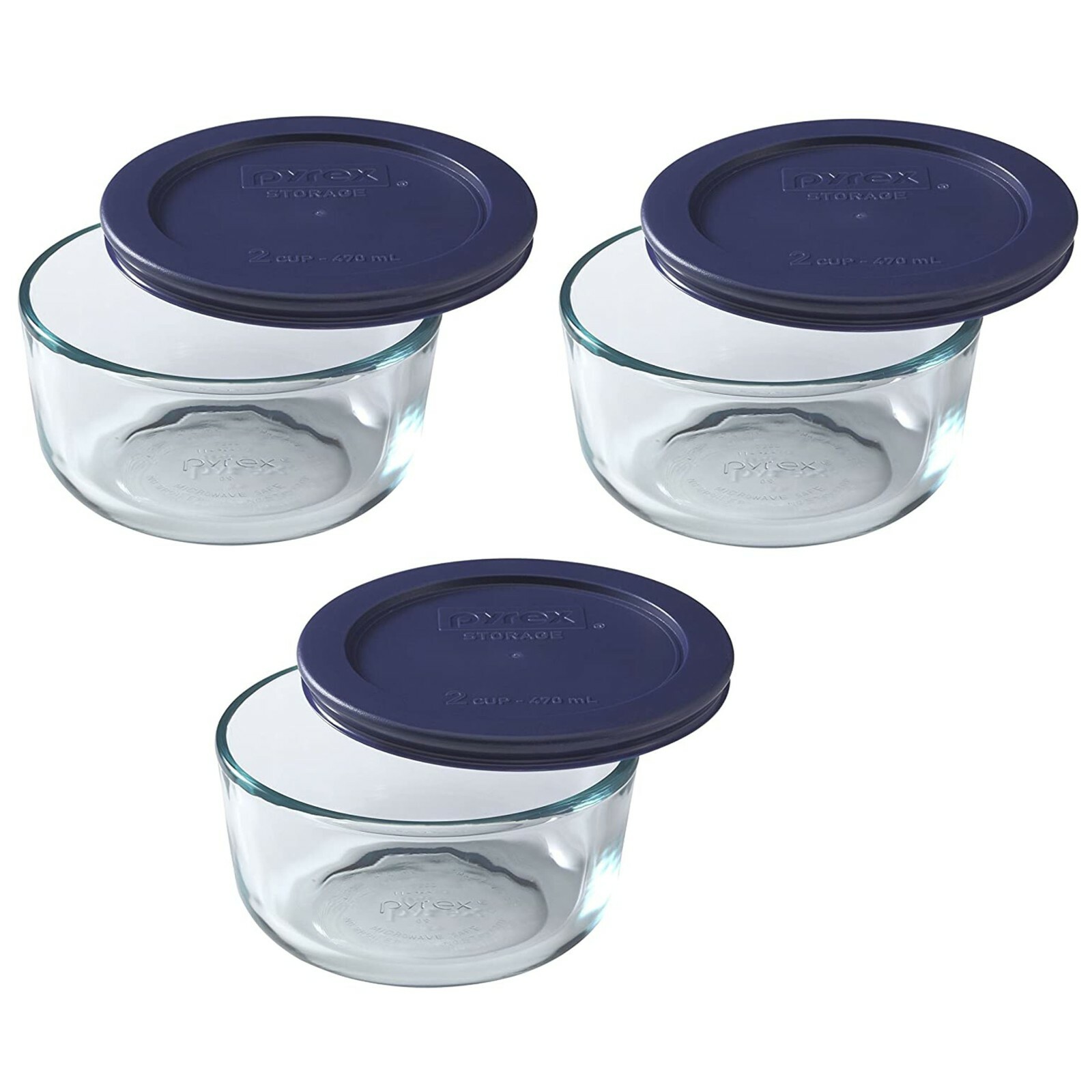 Pyrex Simply Store 7200 Glass Food Storage Bowls w/ 7200-PC Blue Lid Covers gallery