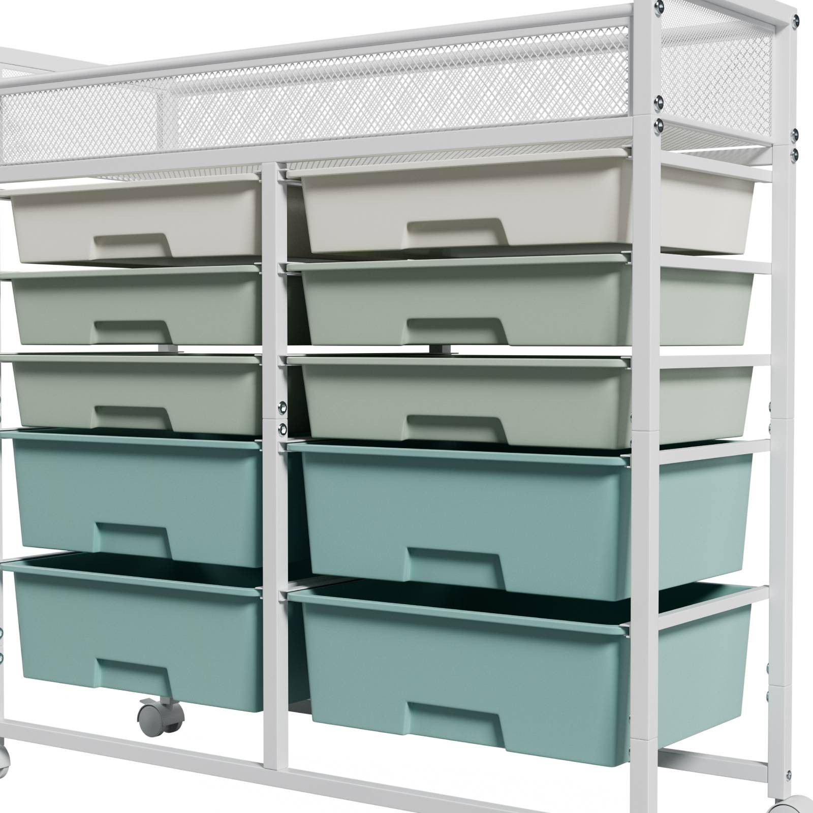 2-Row 10-Drawer Rolling Storage Cart Plastic Utility Craft Cart with Wheels gallery