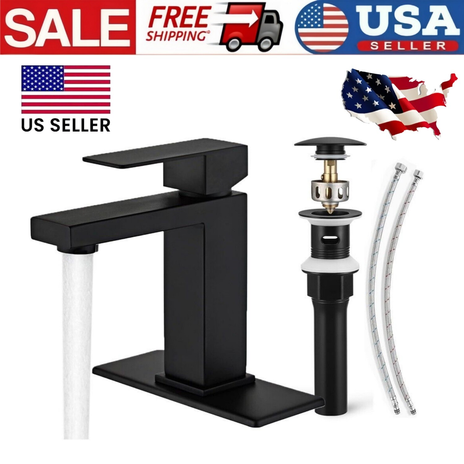Black Bathroom Faucet Single Handle One Hole Bathroom Faucet with Pop Up Drain gallery