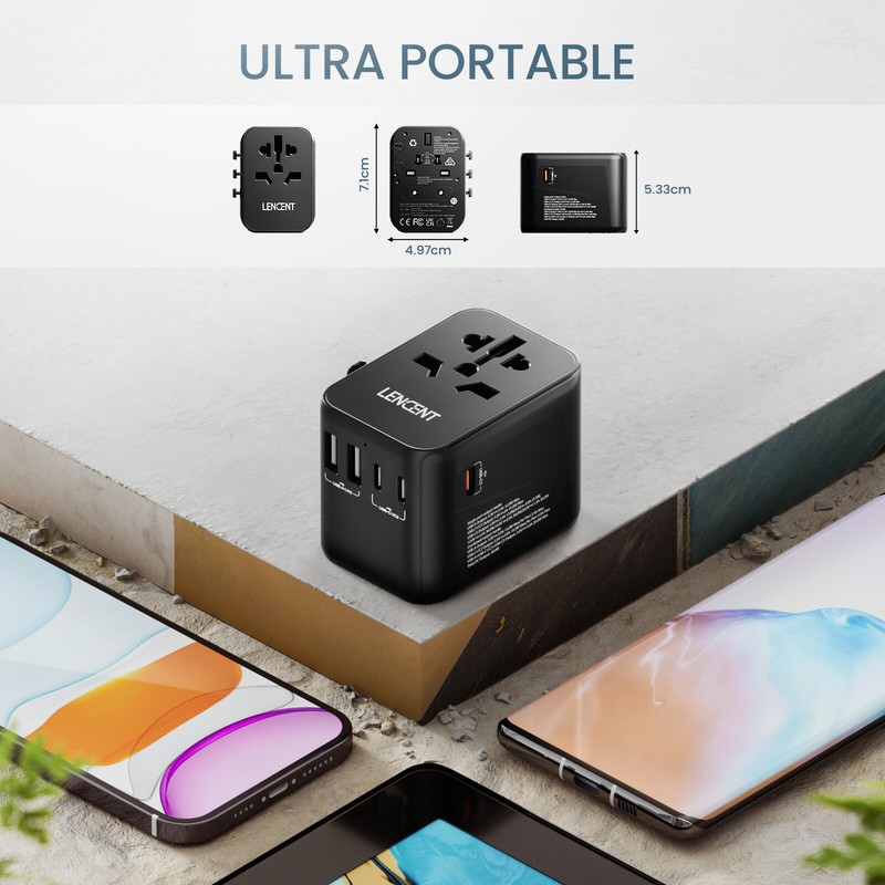 LENCENT Travel Adapter Universal Converter 30W Fast USB Wall Charger Power Plug gallery