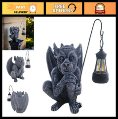 “Funny Gothic Gargoyle Statue with Light – 8.26” Winged Garden Decor for Yard &