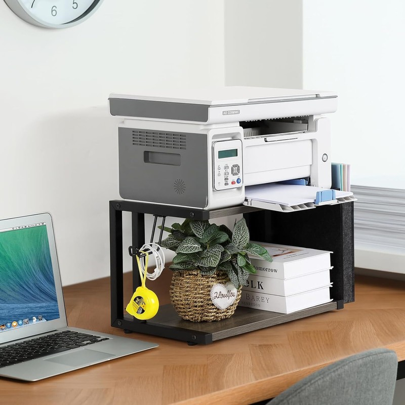 Printer Stand Under Desk Printer Table with Storage & Wheel for Home Office Grey gallery