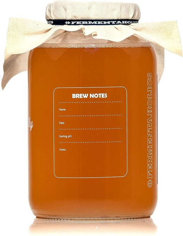 Printed Kombucha Jar Kit - Includes Jar, Muslin Cover, Rubber Band, Marker gallery