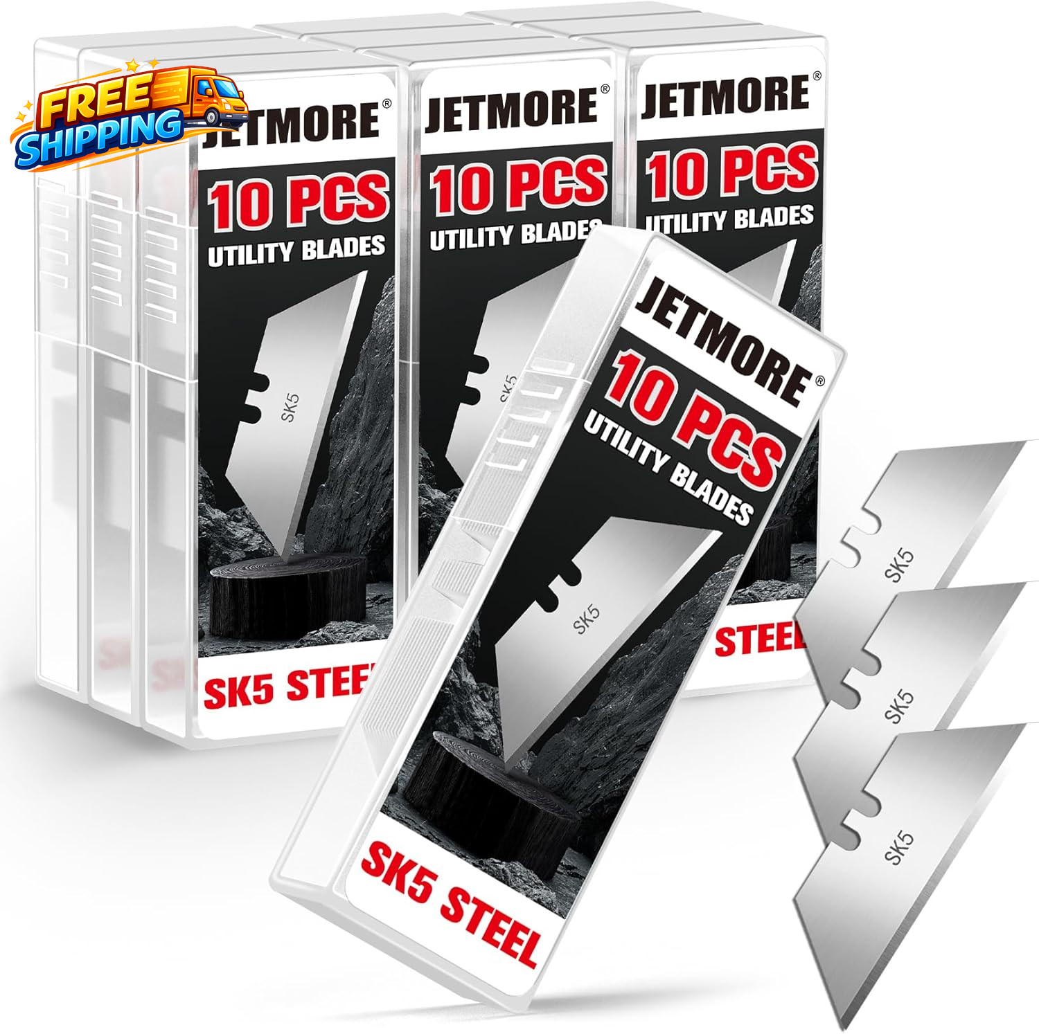 100 Pack Utility Blades SK5 Steel Box Cutter Blades Standard Utility Blade Refi gallery