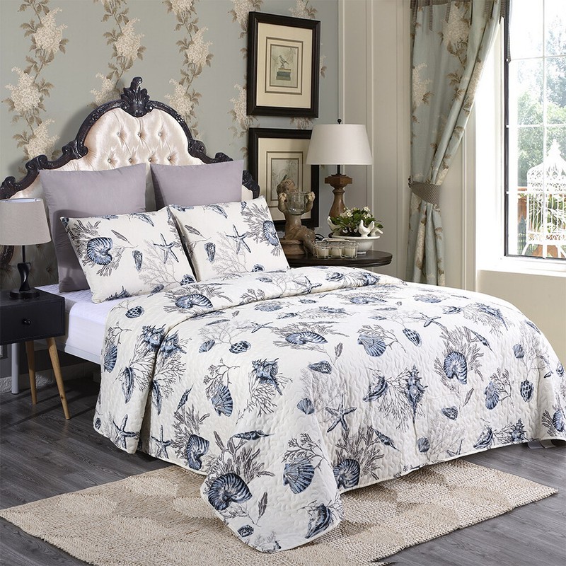 3 Piece Reversible Bedspread Quilt Set Patchwork Floral Coverlet Set All-Season gallery