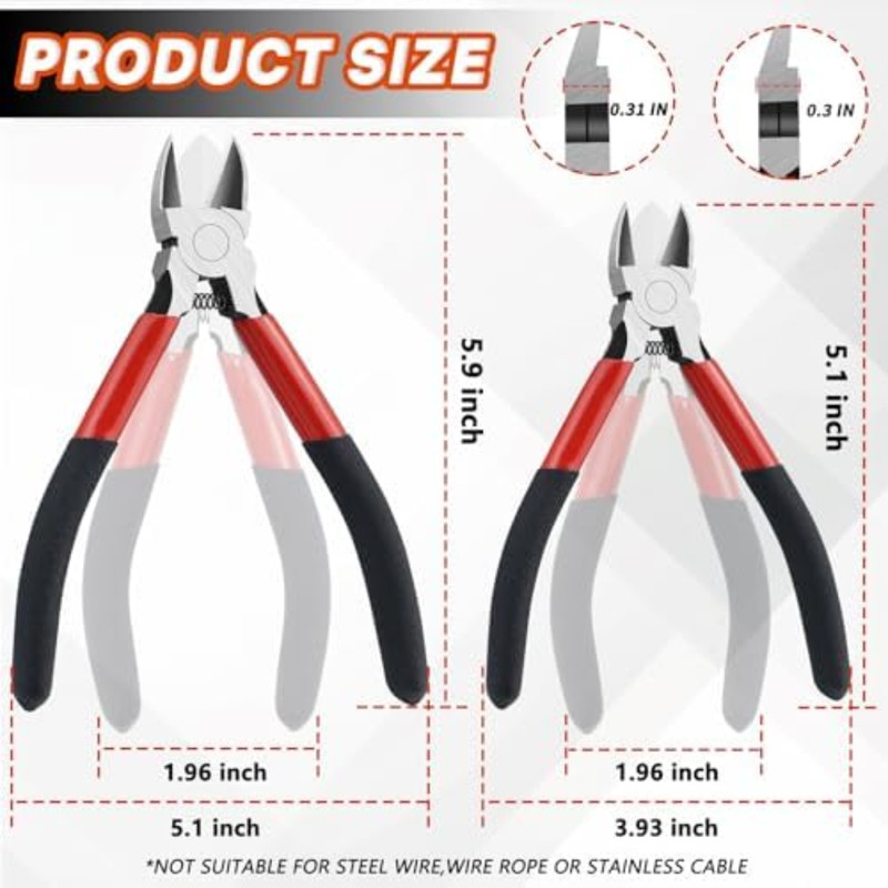 2PCS Wire Cutters Side cutter Cable 6/5" Heavy Duty Cutting pliers Carbide Steel gallery
