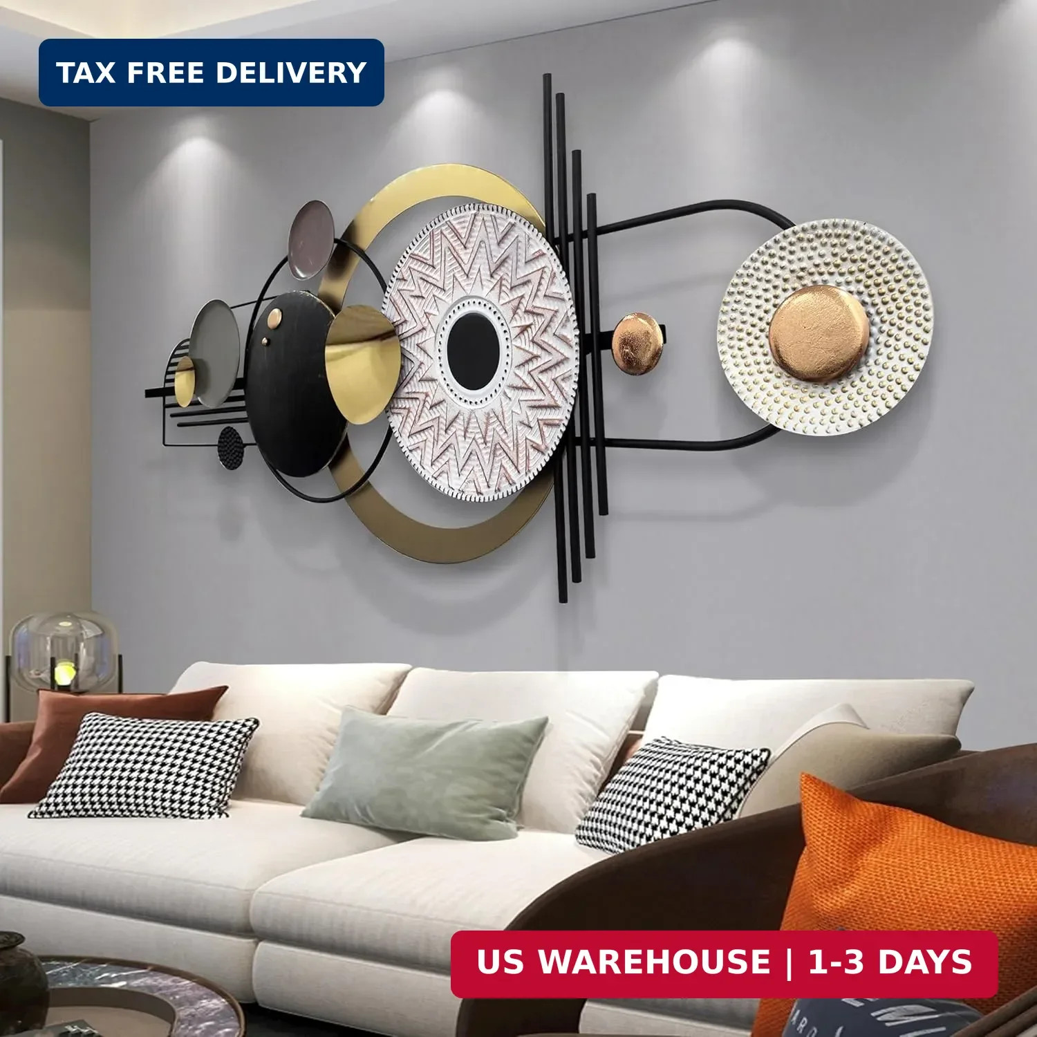 ERMOFAV Wall Decor,Modern Creative Metal Geometric Circular Decor Wall Art gallery