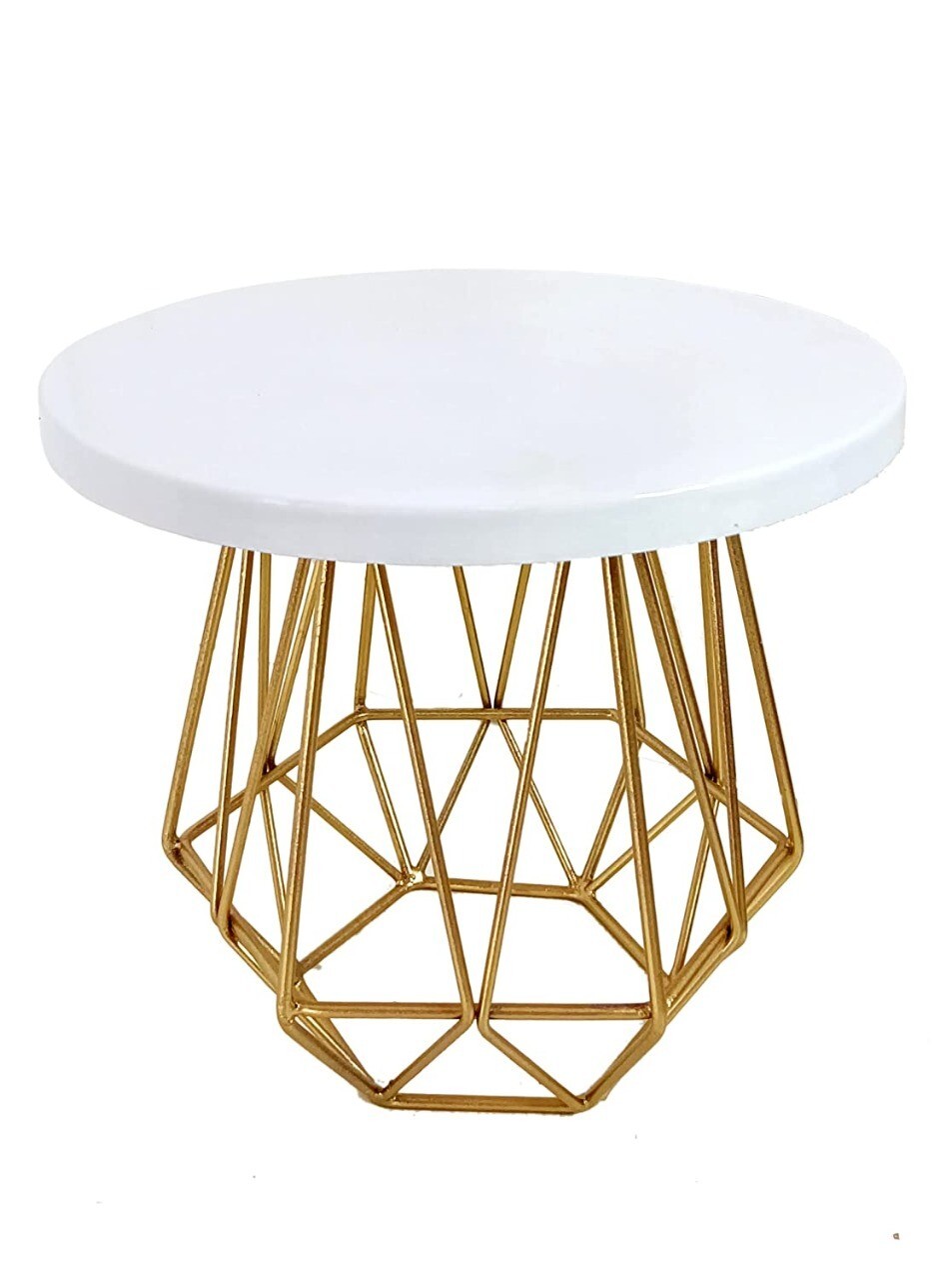 White & Gold Geomatric Shape Cake Stand Server Set Desert Platter for Party Use gallery