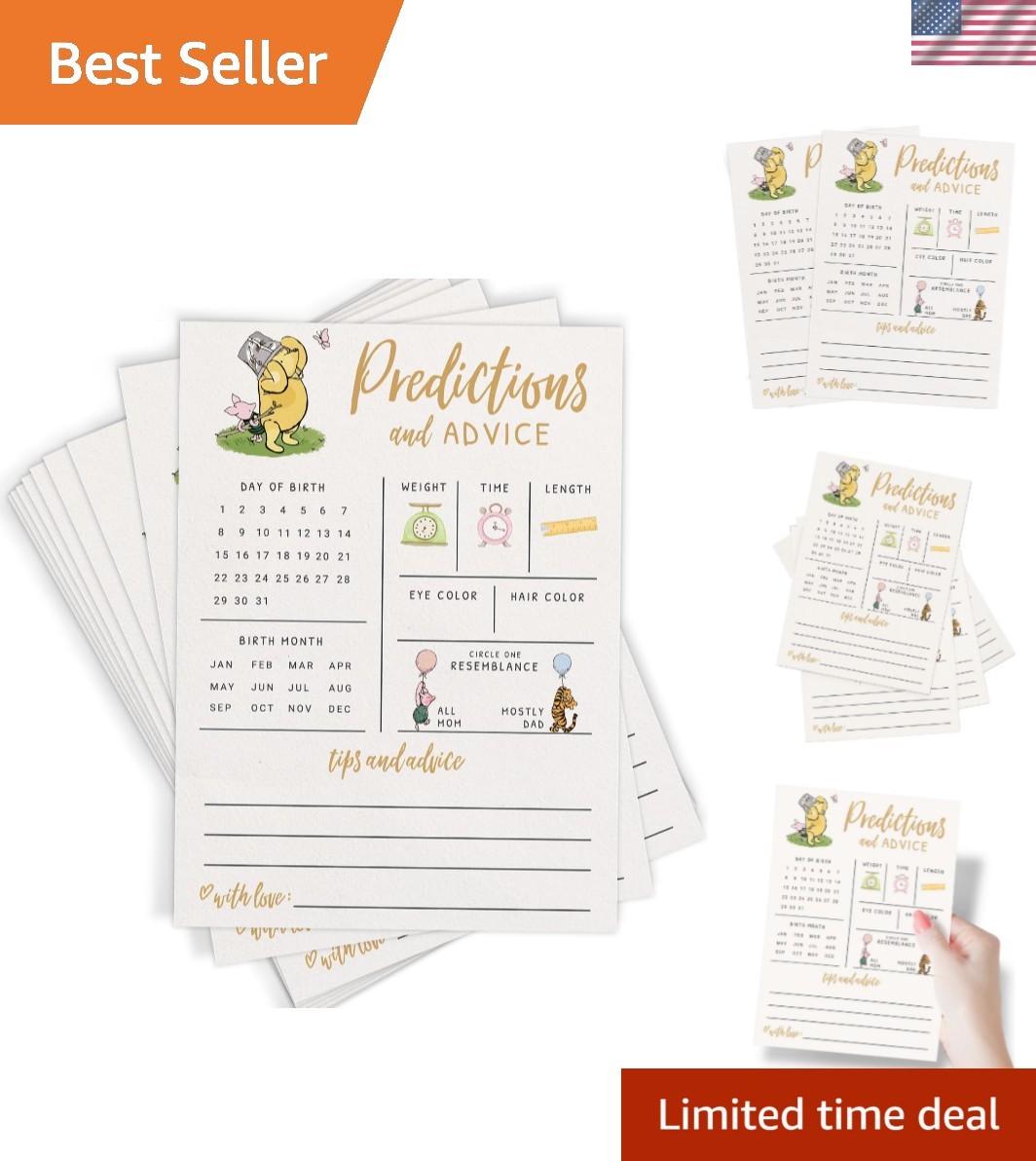 Baby Predictions & Cards – Classic Pooh Theme, Winnie Baby Shower Game for Gu... gallery