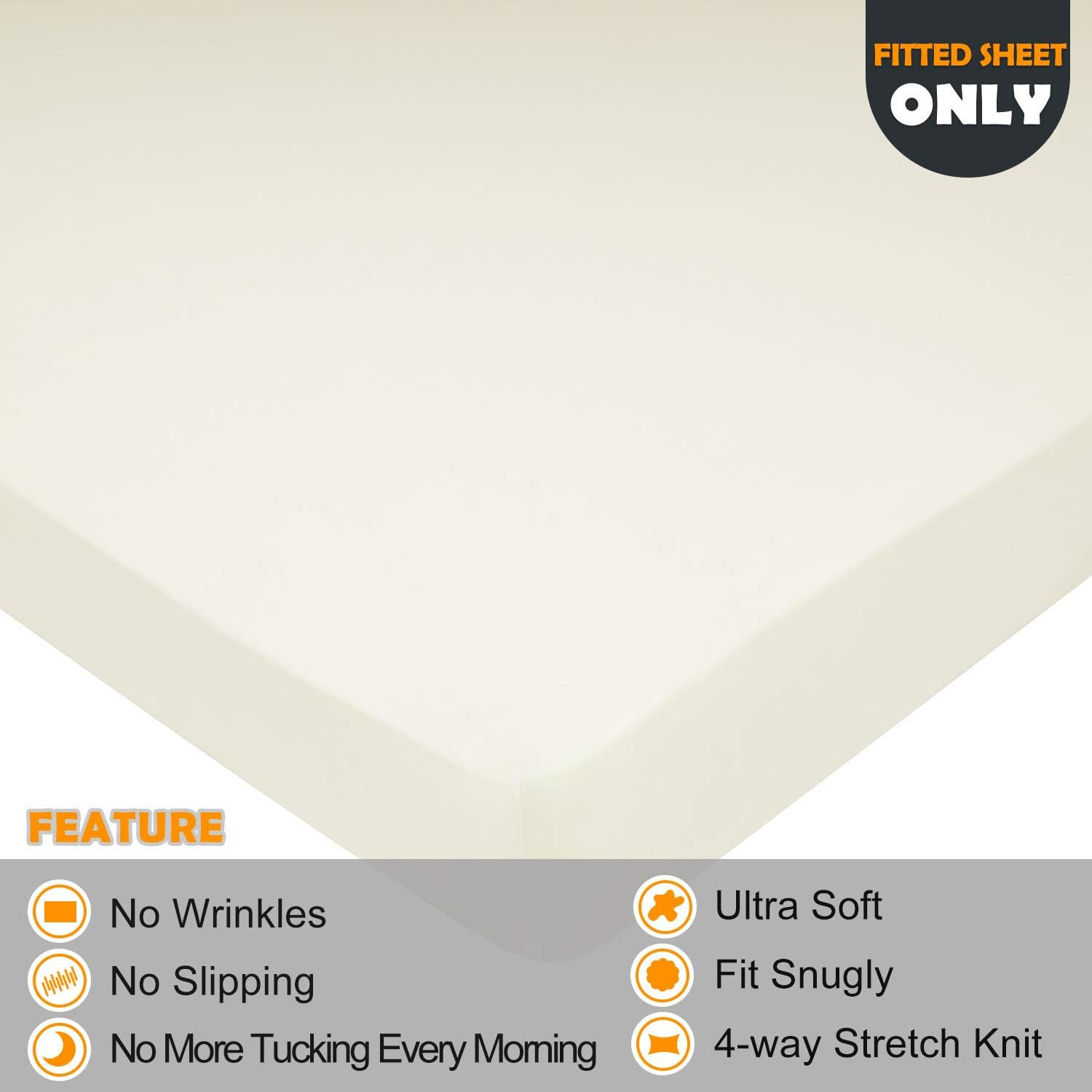 Soft Stretch King Size Fitted Sheet Only - Jersey Knit & Cozy T-Shirt Like, 4-Wa gallery