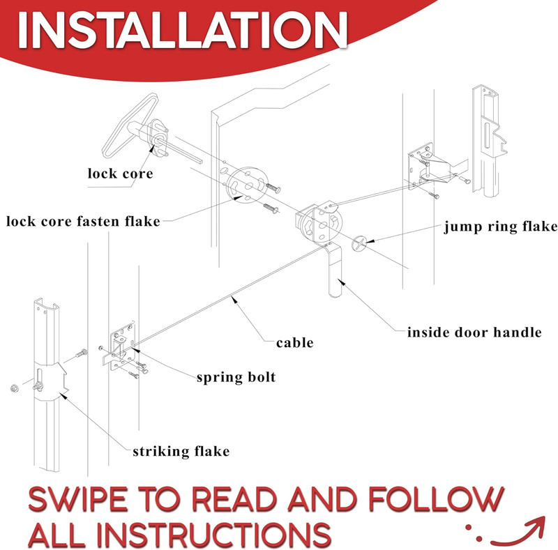 Garage Door Lock Kit, Complete Set with Spring Latch and Keyed Handle, Home Impr gallery