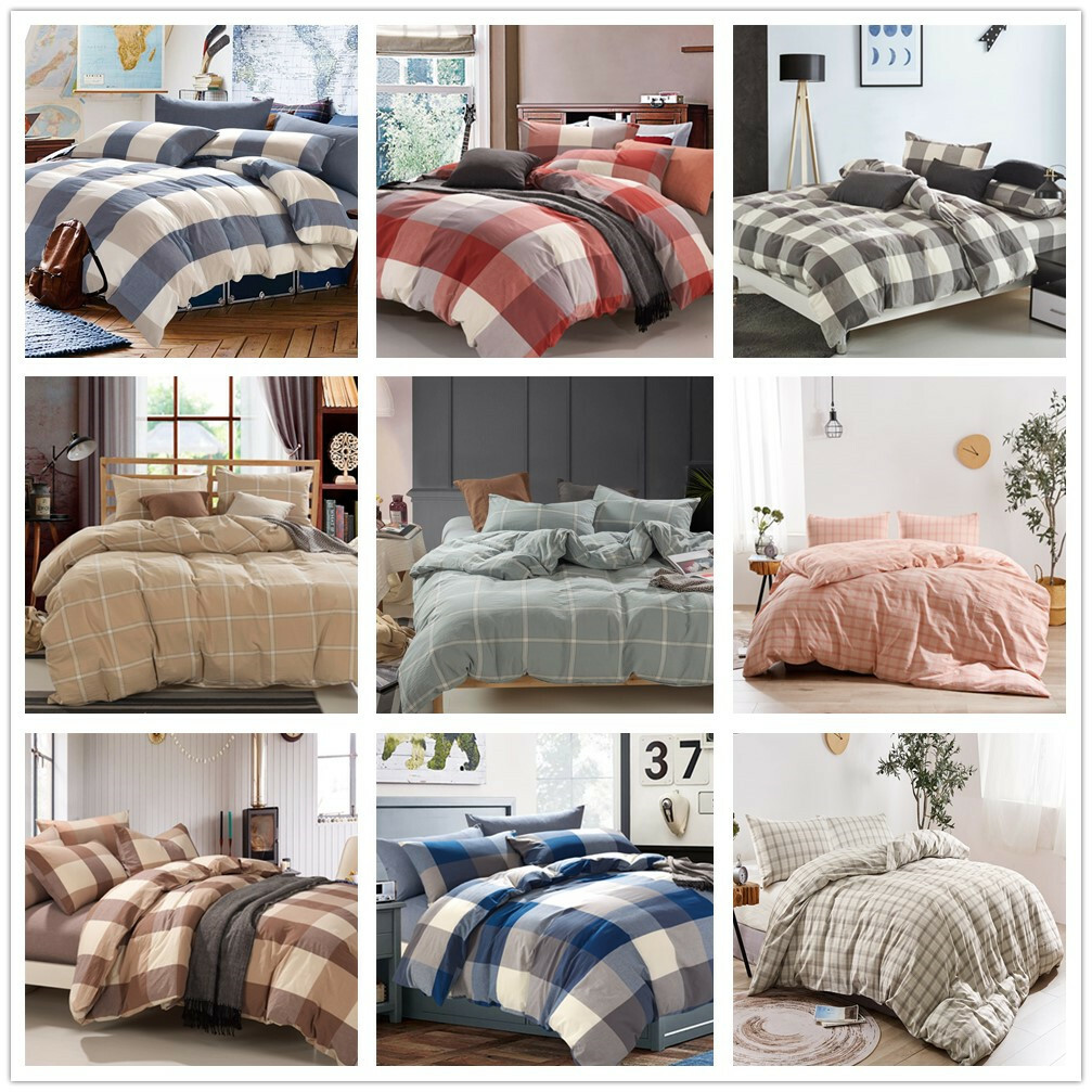 HST 3PCS Ultra Soft Plaid Patterned Duvet Cover Sets Fashion - 10 Patterns gallery