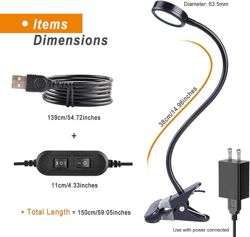 Adjustable Clip On LED Reading Light for Bed Headboard Desk & Computer Dimmable gallery