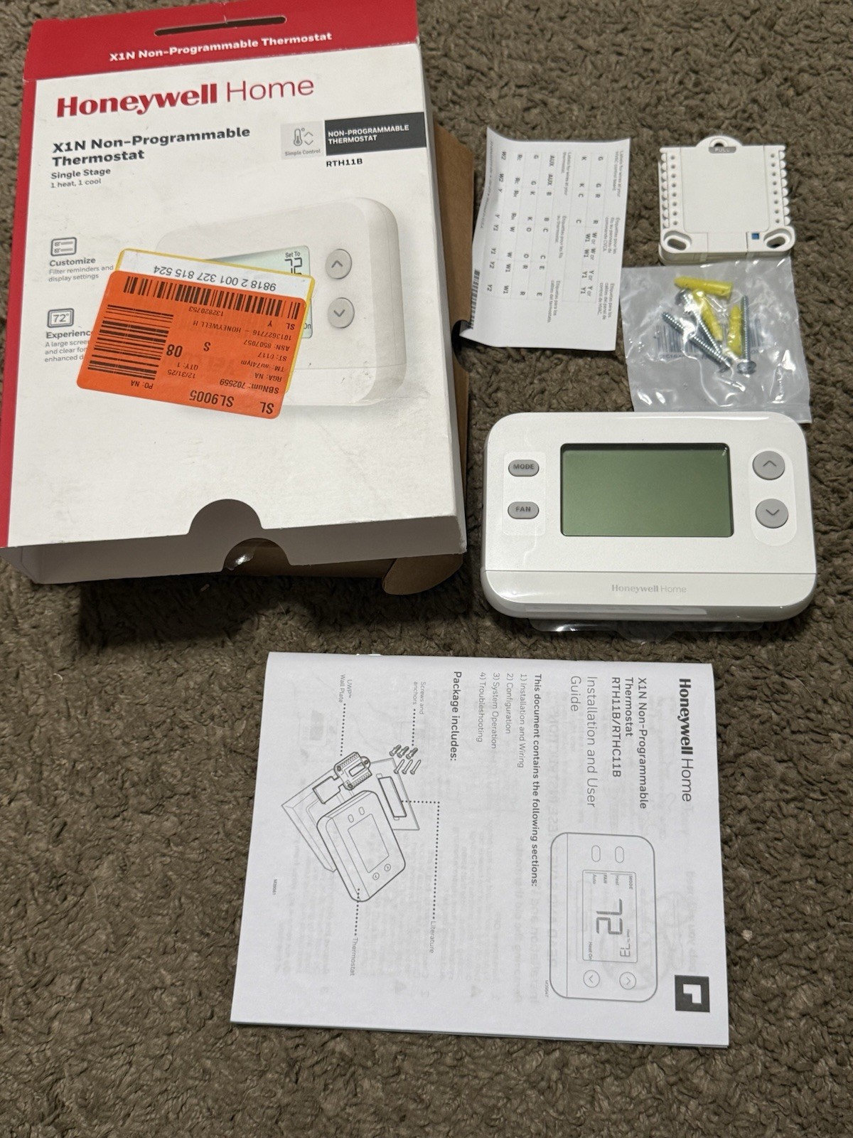 Honeywell Home X1N One-Stage Non-Programmable Thermostat Backlit Display RTH11B gallery