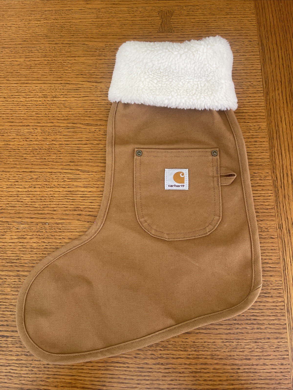 Carhartt Christmas Stocking made from durable duck canvas with a sherpa cuff and gallery