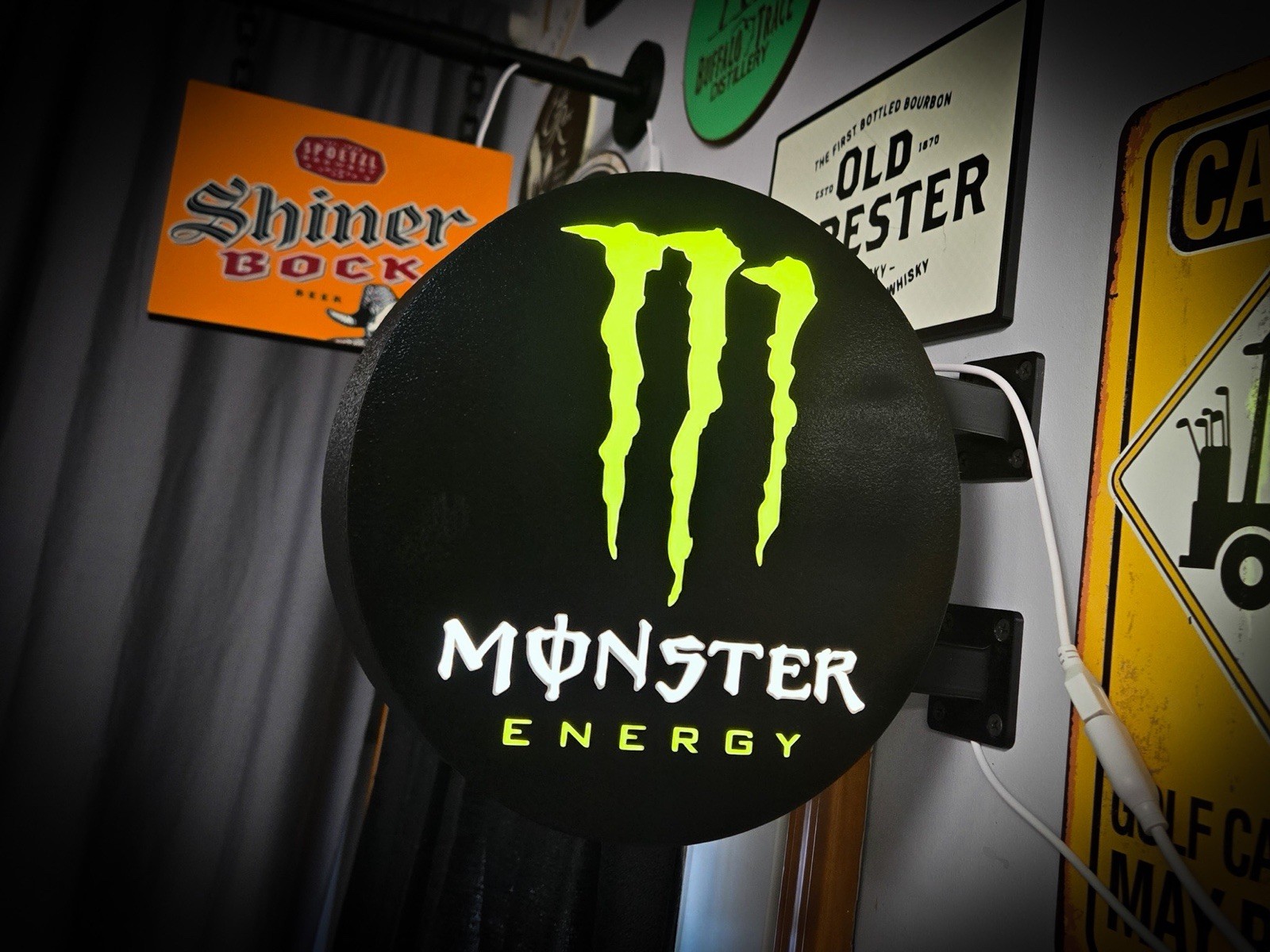 Monster Energy Round LED Light Box | USB Powered Garage Sign | RGB Option gallery