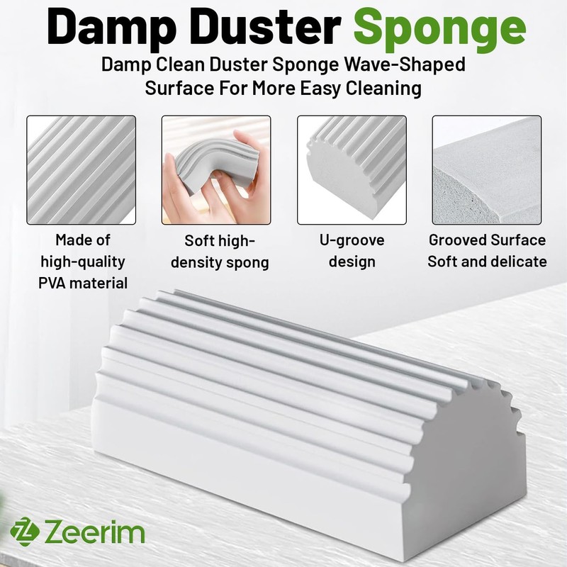 Cleaning Damp Duster Sponge Grey 4 Pack Set with one Hard Brush, Duster for G... gallery