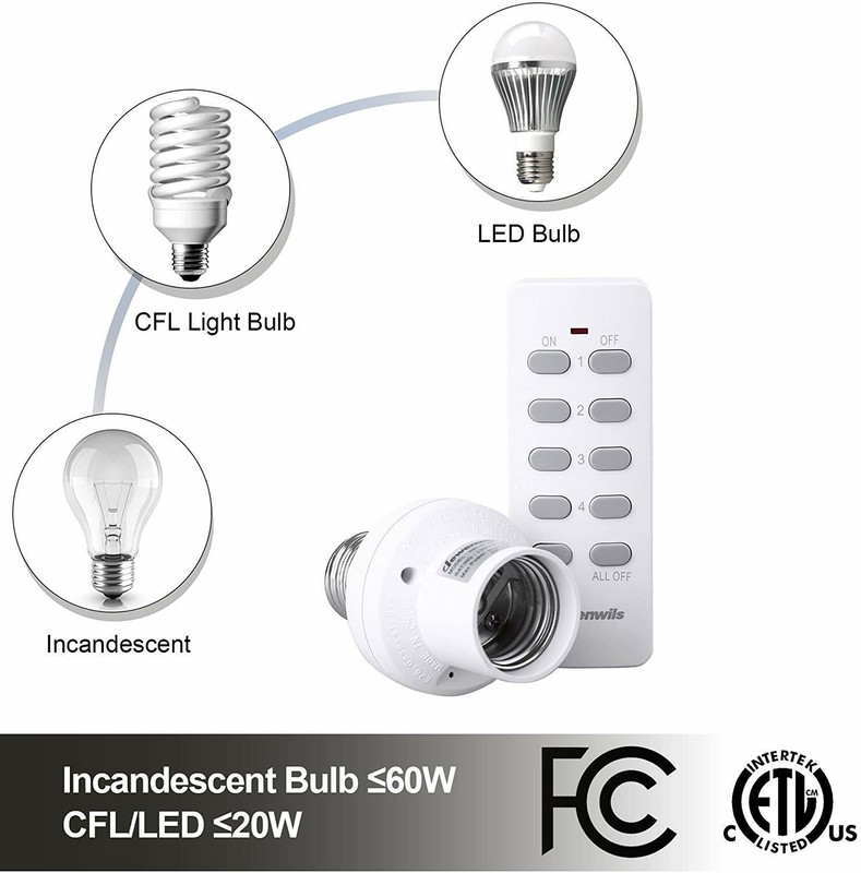 DEWENWILS Remote Control Light Lamp Socket E26/E27 Bulb Base Light Switch Kit gallery