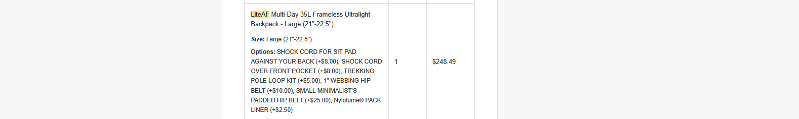 liteAF 35L Multi-Day Pack Frameless Ultralight Backpack - Large 4