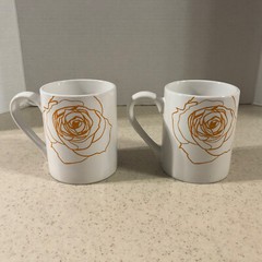 CORELLE COORDINATES ” SOLEIL ROSE ” STONEWARE COFFEE MUG’S SET OF 2