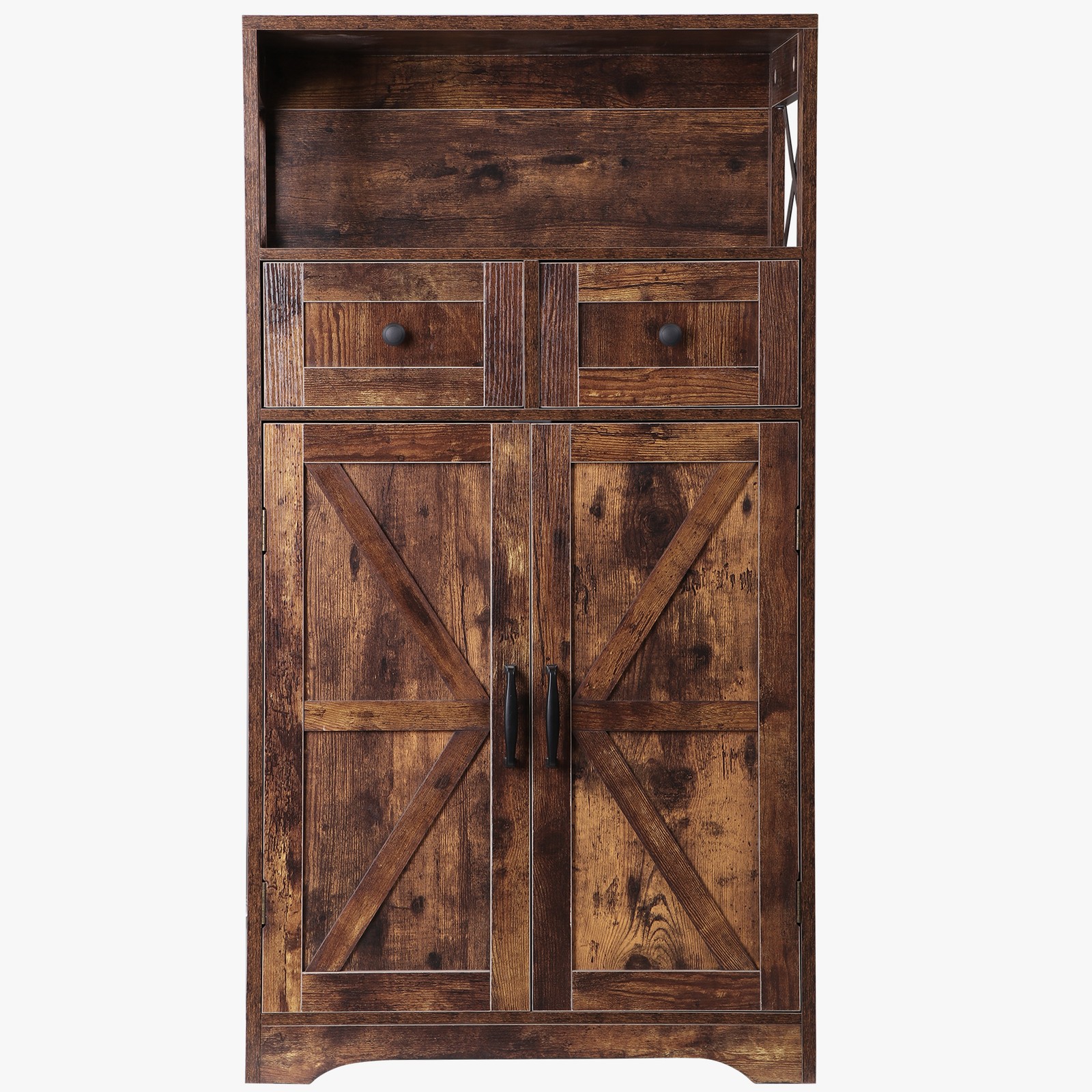 Brown Storage Cabinet with Doors & Drawers Freestanding Kitchen Pantry Cabinet gallery