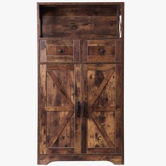 Brown Storage Cabinet with Doors & Drawers Freestanding Kitchen Pantry Cabinet
