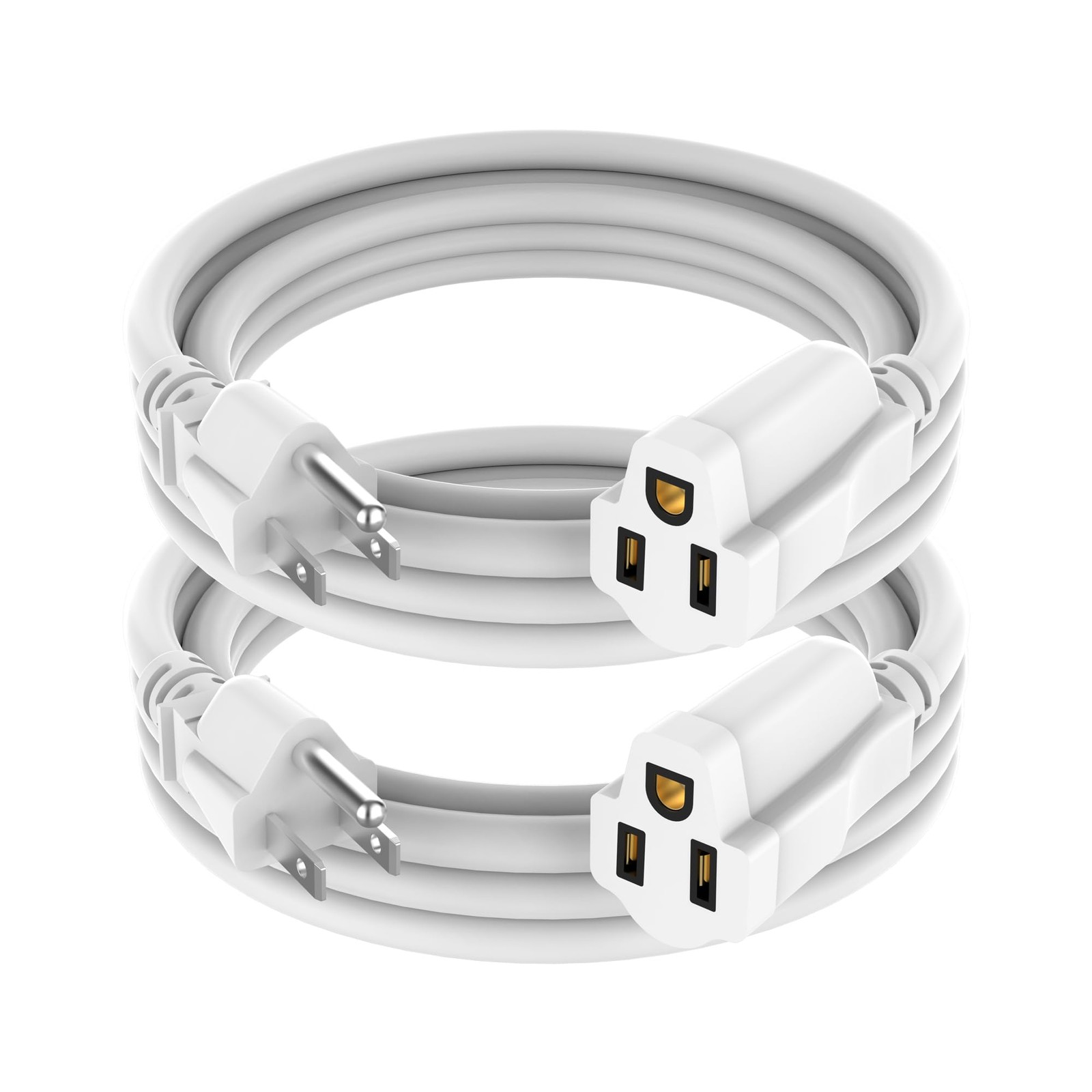 2 Pack Power Extension Cord 5FT, 3-Prong Grounded Electrical 5 FT, White gallery