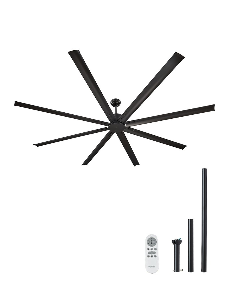 VEVOR 96" Ceiling Fan Remote Control Quiet Reversible DC Motor 6 Speed 8 Blade