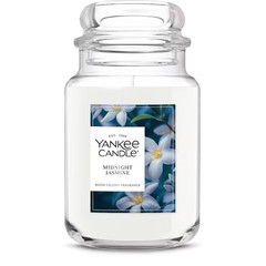 ☆☆MIDNIGHT JASMINE☆☆LARGE YANKEE CANDLE JAR 22OZ☆☆ SWEET FLORAL SCENTED CANDLE