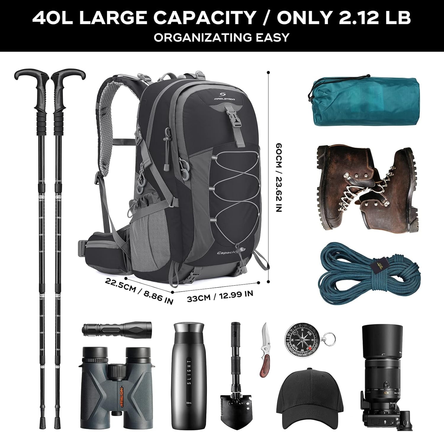 Hiking Backpack,Camping Backpack,40L Waterproof Hiking Daypack 2