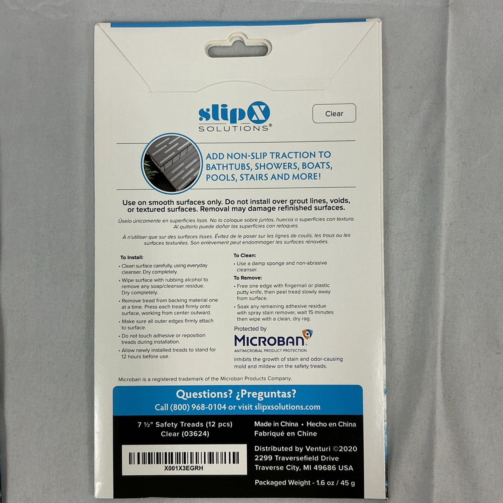 SlipX 7.5 Inch Clear 24 Total 2 12 Packs Bath Safety Tread Strips Antimicrobial gallery