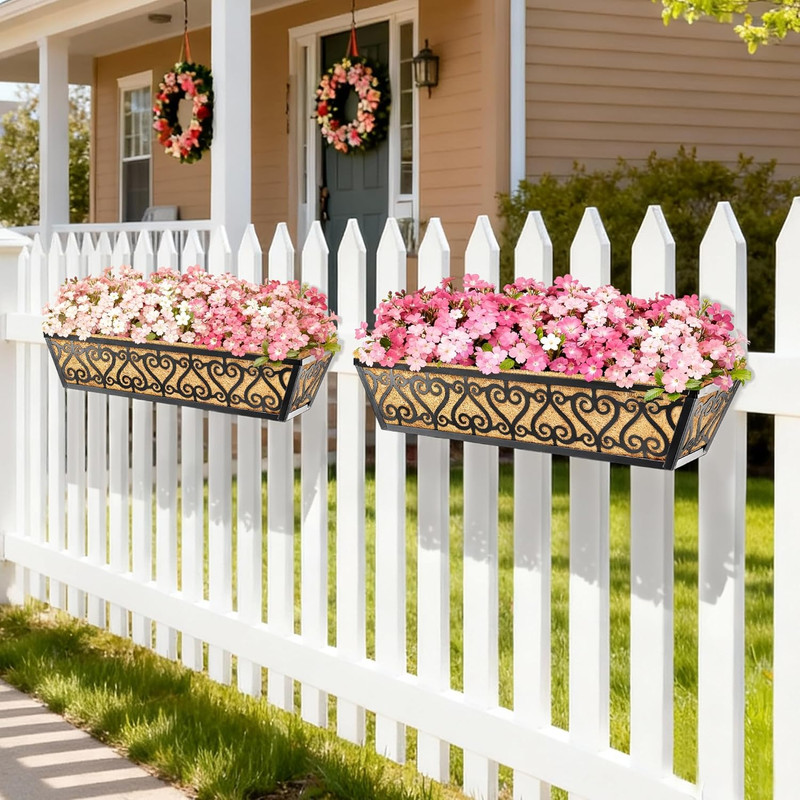 2 Pack 24 Inch Deck Railing Planter Box - Window Boxes Planters with Adjustable gallery
