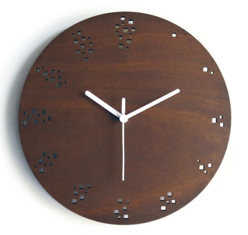 10" Modern Dark Walnut Square Numbers Wooden Wall Timepiece for Bedroom & Office gallery