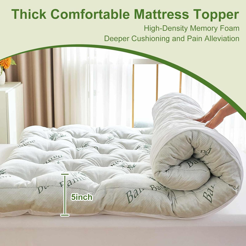 Whatsbedding Memory Foam Mattress Topper Queen Size, 5 Inches Slow Rebound Memor gallery
