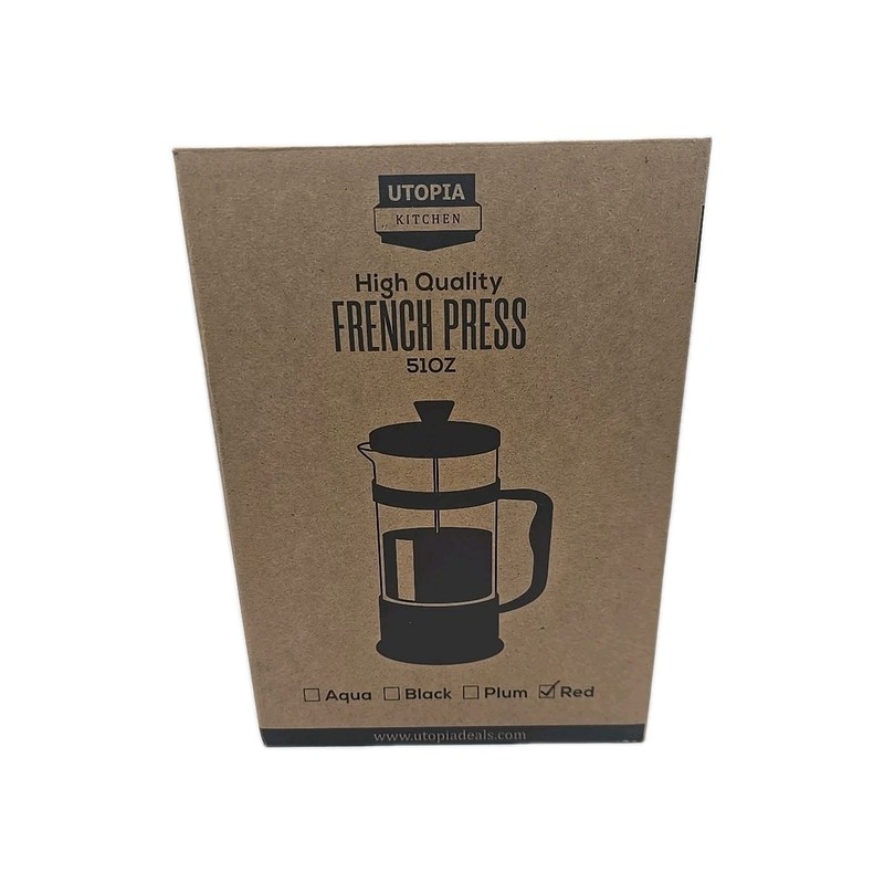 Utopia Kitchen French Press - Stainless Steel 51oz - Coffee -Red gallery