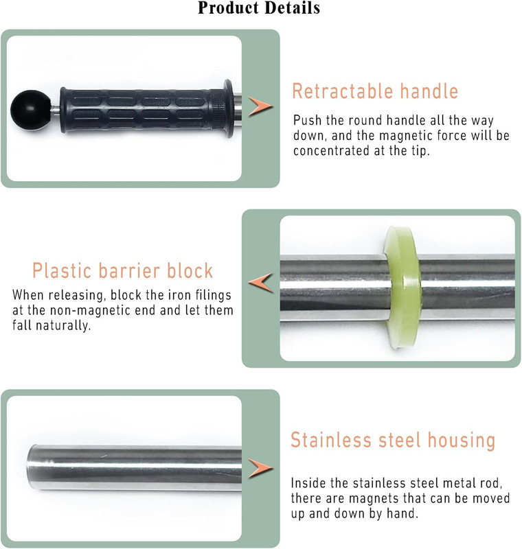 Magnetic Pickup Tool with Quick-Release Handle,14.4 Inch Stainless Steel Neodymi gallery