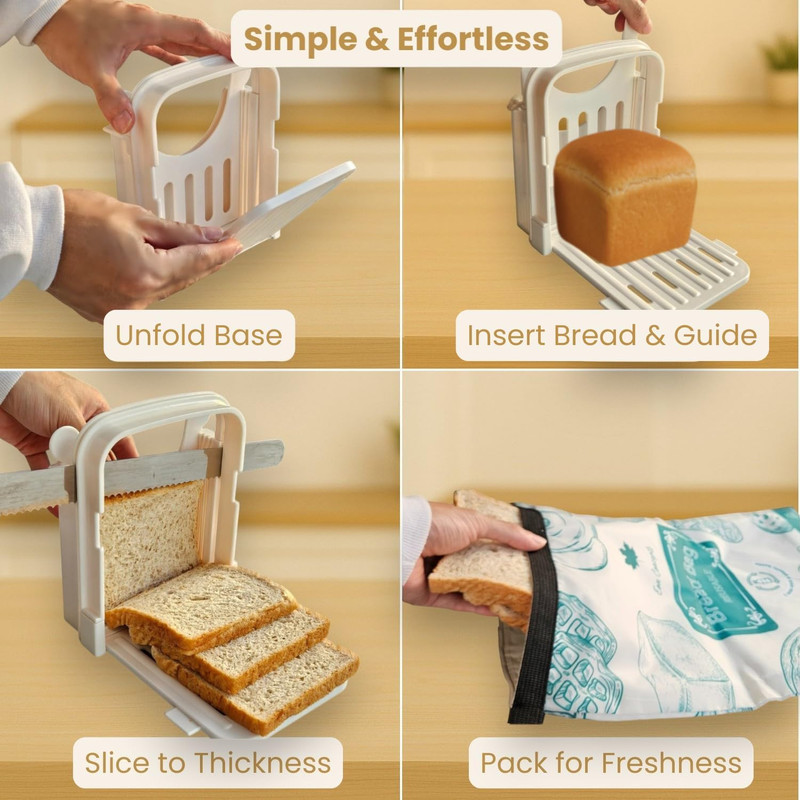Bread Slicer Guide for Homemade Bread – Lightweight, Foldable, 4 Slice Thickness gallery