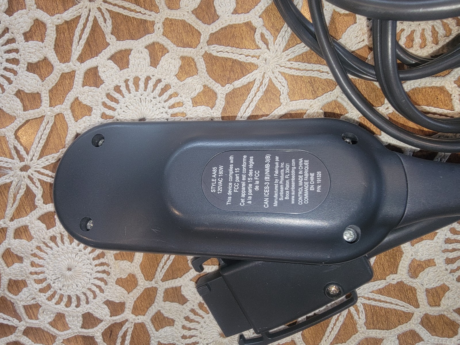Sunbeam Style AA85 Electric Heated Throw Blanket Controller 3-Prong Power Cord gallery