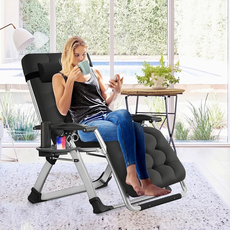 Zero Gravity Chair, Reclining Lounge Chair with Removable Cushion & Tray for ... gallery