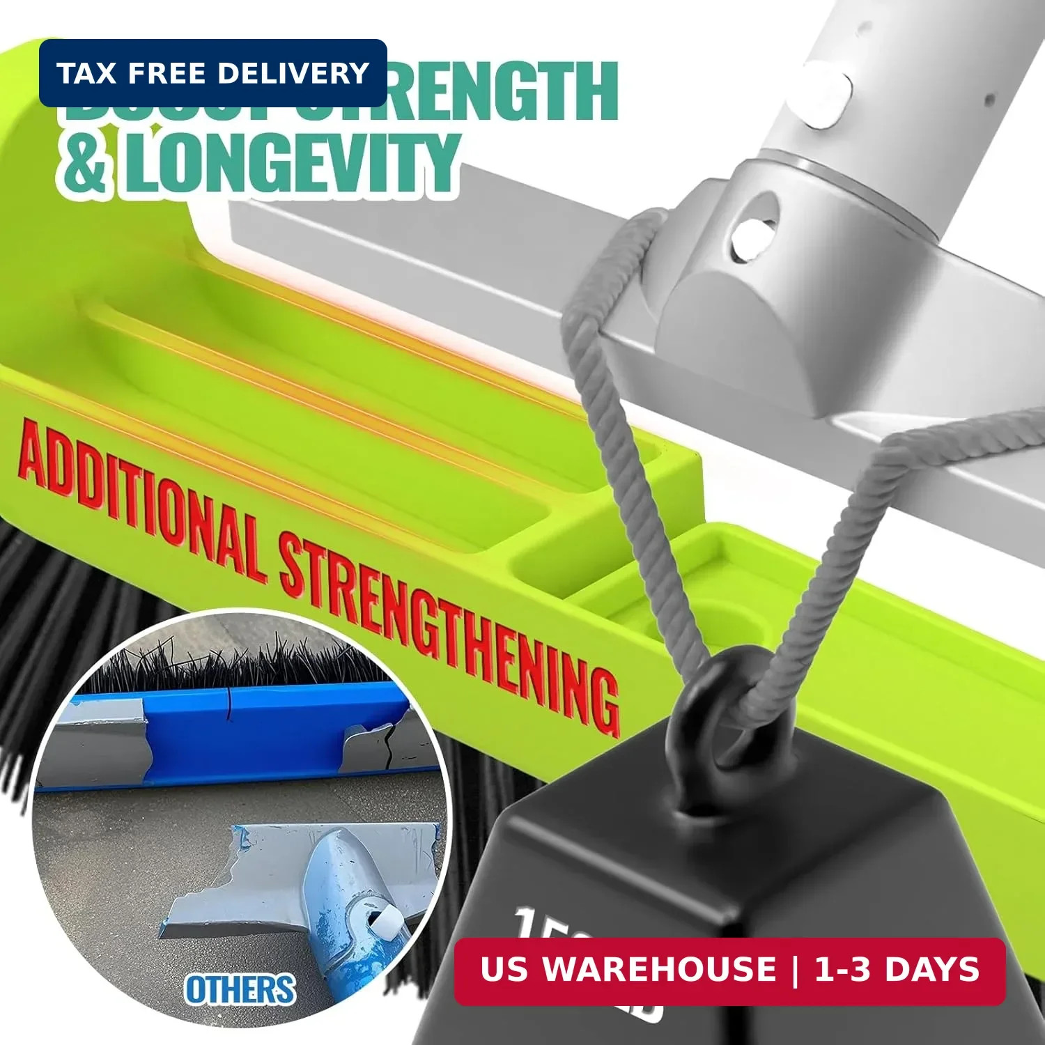 18" Pool Brush Head for Cleaning Swimming Pool Walls, Curved Ends High-Efficienc gallery