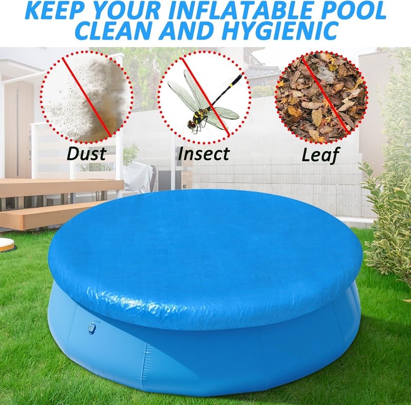 10FT Round Inflatable Pool Cover Solar Cover with Drawstring for Above Ground... gallery