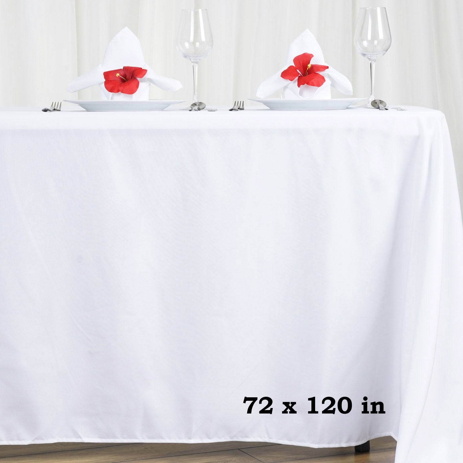 TABLECLOTHSFACTORY White 72x120 Polyester 120" x 72" (Rectangular), gallery