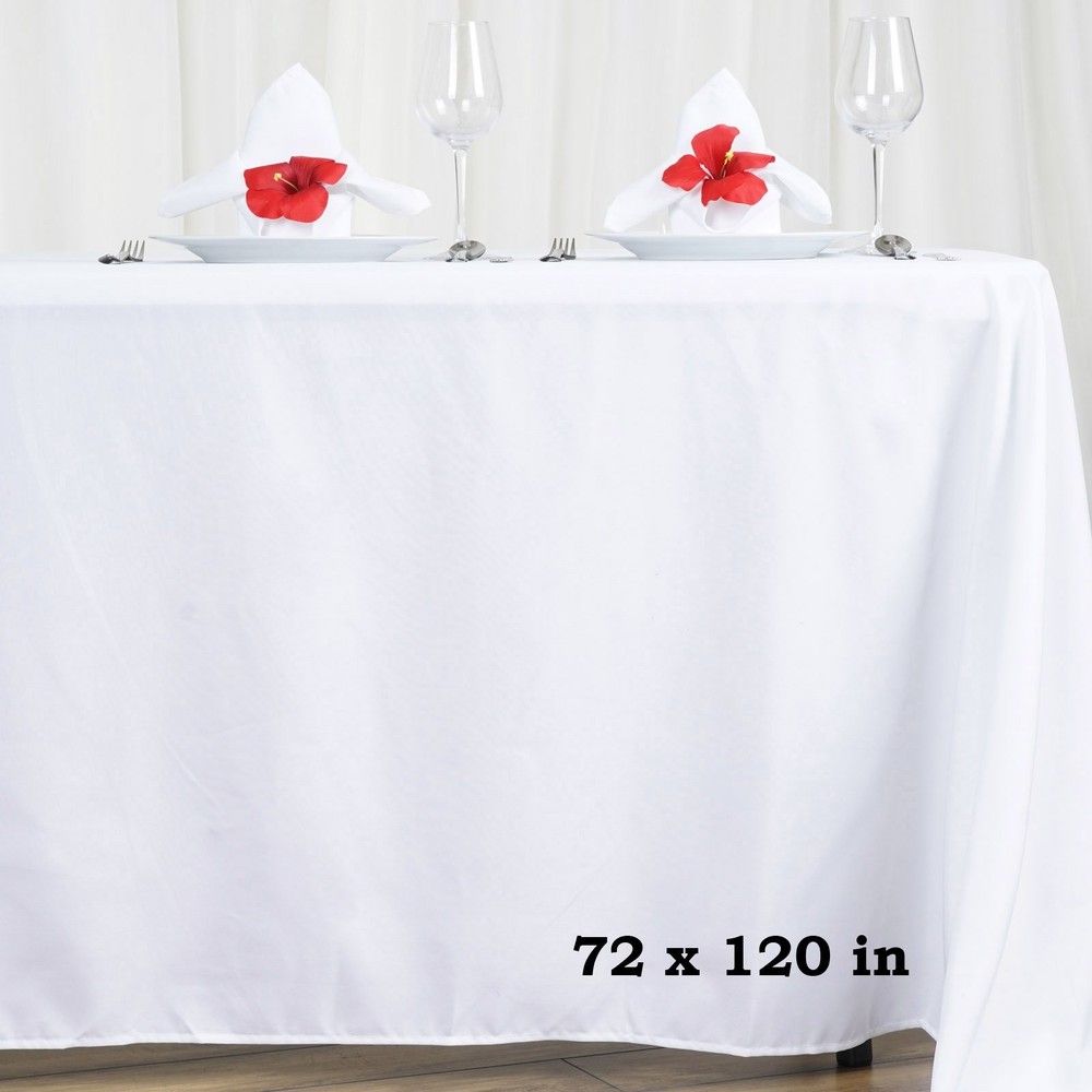 TABLECLOTHSFACTORY White 72x120 Polyester 120" x 72" (Rectangular),