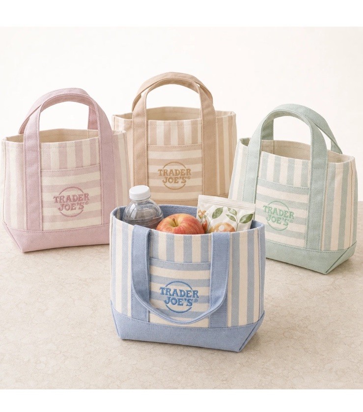 Trader Joe's Striped Canvas Mini Tote Bag Set 4 Colors Summer 2026 Limited Rare gallery
