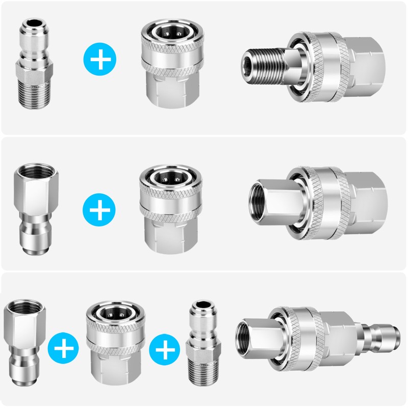 5000PSI Pressure Washer Quick Connect Fitting Stainless Steel 3/8" Hose Adapter gallery