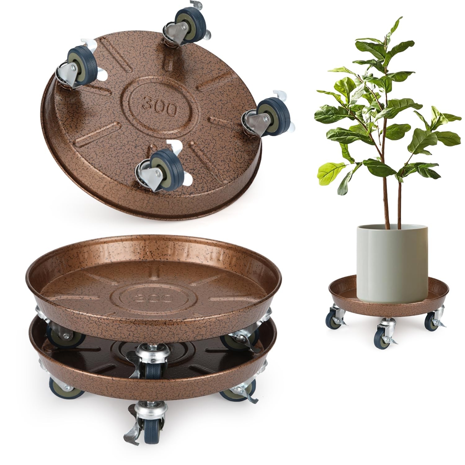 Praqecz 2 Pack Plant Caddy Wheels 12 Rolling Plant Stand 265 Lbs Heavy Duty gallery