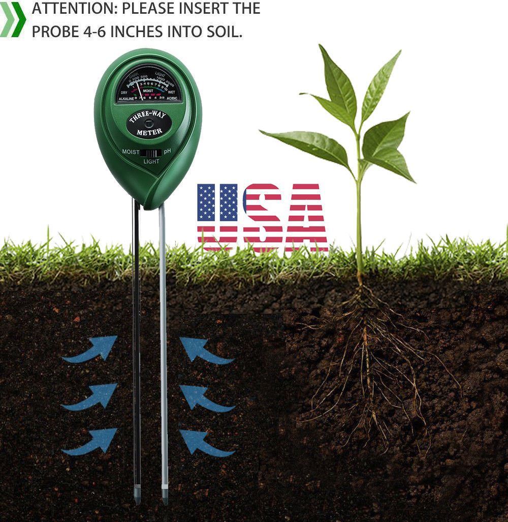 3 in 1 Digital PH Tester Sunlight Soil Moisture Meter Detector Plant Garden US gallery