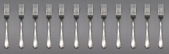 SET OF TWELVE – Oneida Stainless Flatware – BELLE ROSE – Dinner Forks * USA