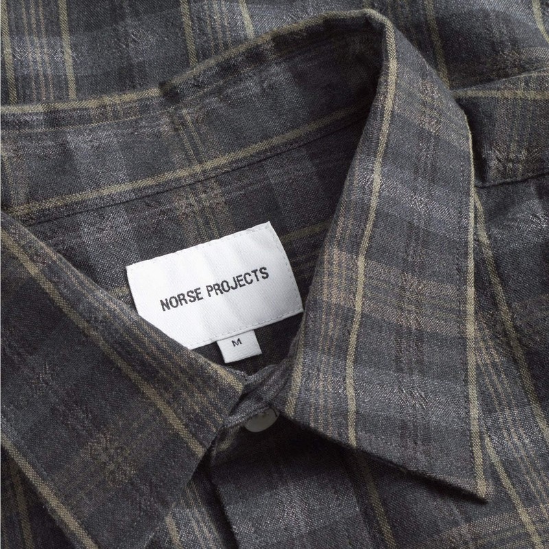 Norse Projects Ole Oversized Wool Check Shirt Charcoal Grey gallery