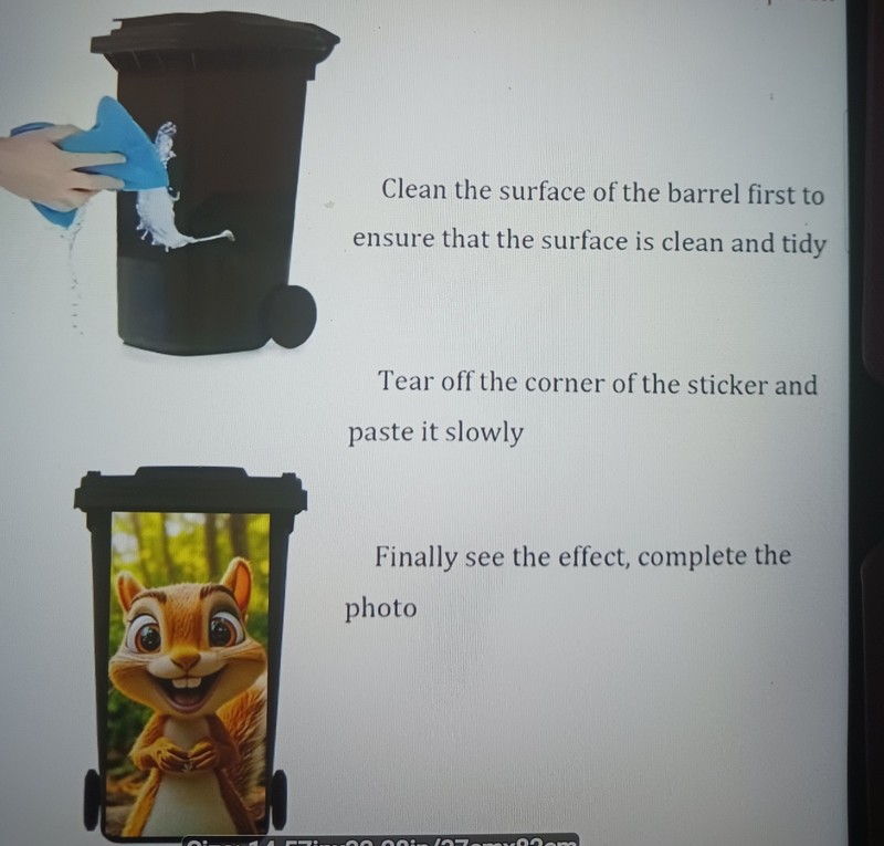 Funny Chipmunk-Garbage Can Sticker,Pvc DYI/15"w x 32"H Weathproof, Removeable gallery